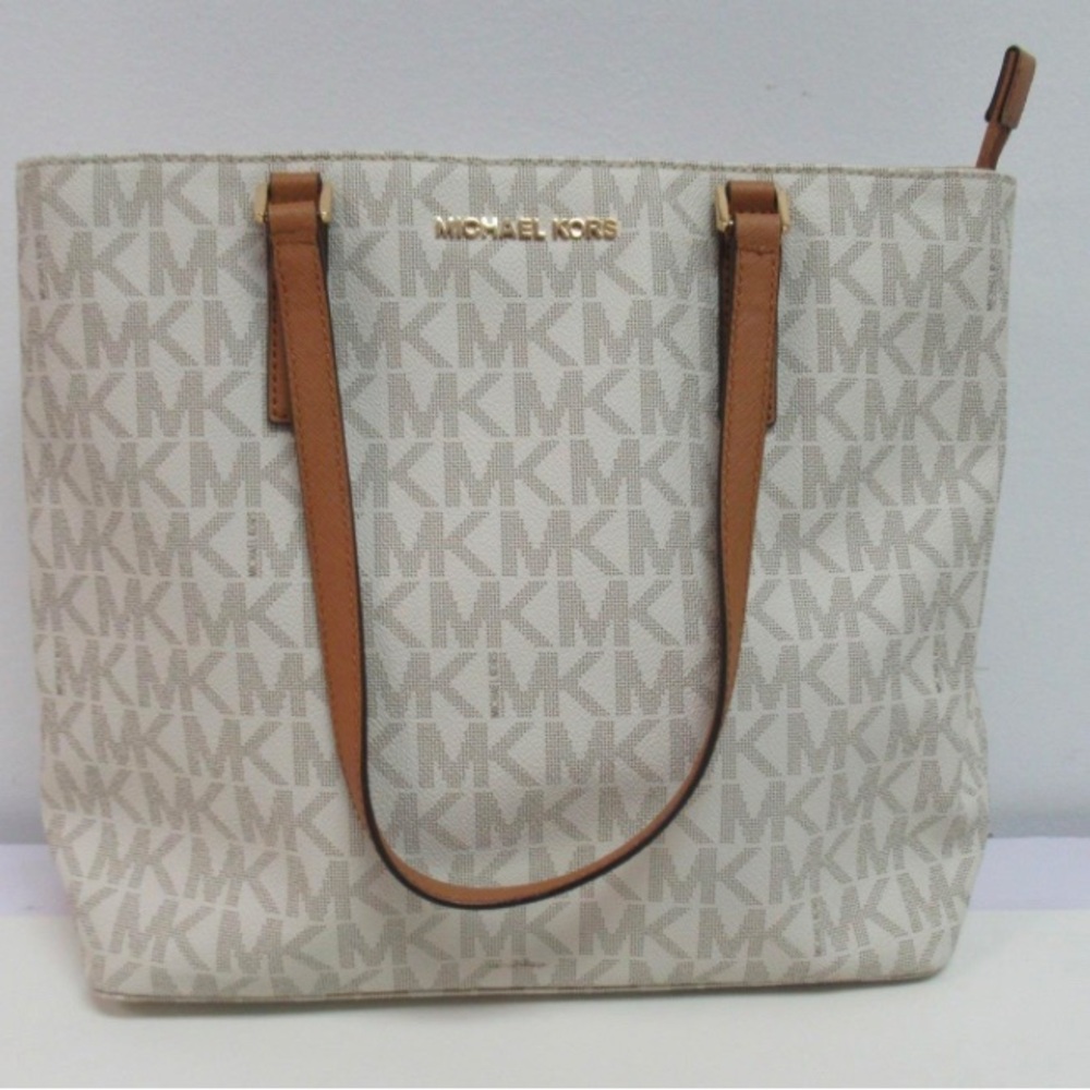 Michael Kors Cream and Tan Tote Bag